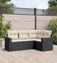 4-tlg. Garten-Sofagarnitur mit Kissen Schwarz Poly Rattan