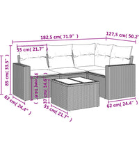 5-tlg. Garten-Sofagarnitur mit Kissen Schwarz Poly Rattan