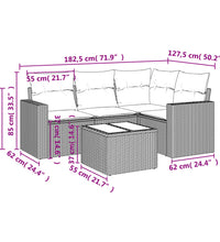 5-tlg. Garten-Sofagarnitur mit Kissen Grau Poly Rattan