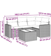 5-tlg. Garten-Sofagarnitur mit Kissen Hellgrau Poly Rattan