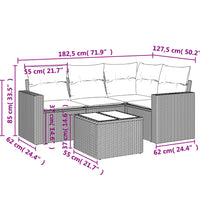 5-tlg. Garten-Sofagarnitur mit Kissen Braun Poly Rattan