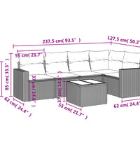 6-tlg. Garten-Sofagarnitur mit Kissen Schwarz Poly Rattan