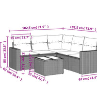 6-tlg. Garten-Sofagarnitur mit Kissen Beige Poly Rattan