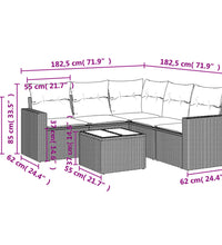 6-tlg. Garten-Sofagarnitur mit Kissen Braun Poly Rattan