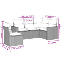 5-tlg. Garten-Sofagarnitur mit Kissen Grau Poly Rattan