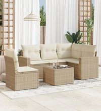 6-tlg. Garten-Sofagarnitur mit Kissen Beige Poly Rattan