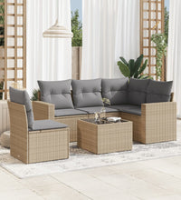 6-tlg. Garten-Sofagarnitur mit Kissen Beige Poly Rattan