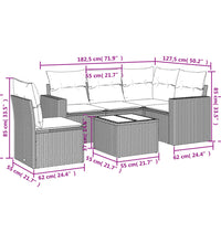 6-tlg. Garten-Sofagarnitur mit Kissen Grau Poly Rattan