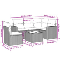 6-tlg. Garten-Sofagarnitur mit Kissen Hellgrau Poly Rattan