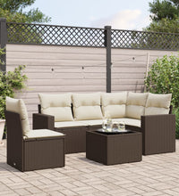 6-tlg. Garten-Sofagarnitur mit Kissen Braun Poly Rattan
