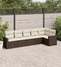 6-tlg. Garten-Sofagarnitur mit Kissen Braun Poly Rattan