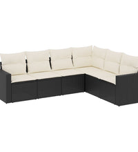 6-tlg. Garten-Sofagarnitur mit Kissen Schwarz Poly Rattan