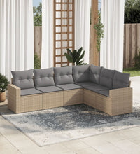 6-tlg. Garten-Sofagarnitur mit Kissen Beige Poly Rattan