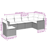 6-tlg. Garten-Sofagarnitur mit Kissen Schwarz Poly Rattan