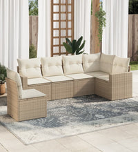 6-tlg. Garten-Sofagarnitur mit Kissen Beige Poly Rattan