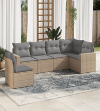 6-tlg. Garten-Sofagarnitur mit Kissen Beige Poly Rattan