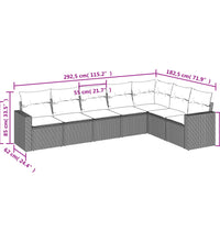 7-tlg. Garten-Sofagarnitur mit Kissen Schwarz Poly Rattan