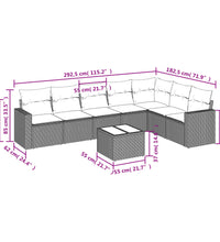 8-tlg. Garten-Sofagarnitur mit Kissen Hellgrau Poly Rattan