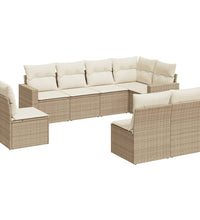 8-tlg. Garten-Sofagarnitur mit Kissen Beige Poly Rattan