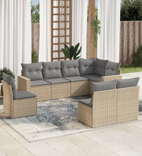 8-tlg. Garten-Sofagarnitur mit Kissen Beige Poly Rattan
