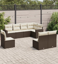 8-tlg. Garten-Sofagarnitur mit Kissen Braun Poly Rattan