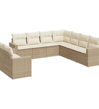 9-tlg. Garten-Sofagarnitur mit Kissen Beige Poly Rattan