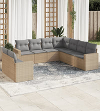 9-tlg. Garten-Sofagarnitur mit Kissen Beige Poly Rattan