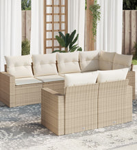 7-tlg. Garten-Sofagarnitur mit Kissen Beige Poly Rattan