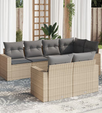 7-tlg. Garten-Sofagarnitur mit Kissen Beige Poly Rattan