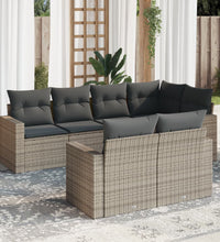 7-tlg. Garten-Sofagarnitur mit Kissen Grau Poly Rattan