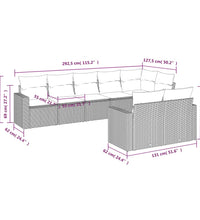 8-tlg. Garten-Sofagarnitur mit Kissen Schwarz Poly Rattan