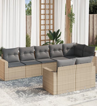 8-tlg. Garten-Sofagarnitur mit Kissen Beige Poly Rattan