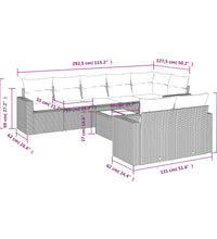 9-tlg. Garten-Sofagarnitur mit Kissen Grau Poly Rattan