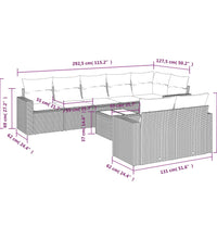9-tlg. Garten-Sofagarnitur mit Kissen Hellgrau Poly Rattan