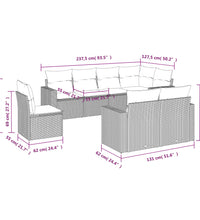 8-tlg. Garten-Sofagarnitur mit Kissen Schwarz Poly Rattan