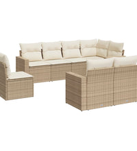 8-tlg. Garten-Sofagarnitur mit Kissen Beige Poly Rattan