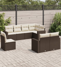 8-tlg. Garten-Sofagarnitur mit Kissen Braun Poly Rattan