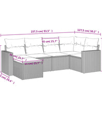 6-tlg. Garten-Sofagarnitur mit Kissen Beige Poly Rattan