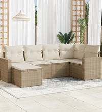 6-tlg. Garten-Sofagarnitur mit Kissen Beige Poly Rattan