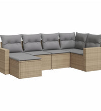 6-tlg. Garten-Sofagarnitur mit Kissen Beige Poly Rattan