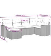 6-tlg. Garten-Sofagarnitur mit Kissen Beige Poly Rattan