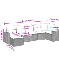 7-tlg. Garten-Sofagarnitur mit Kissen Hellgrau Poly Rattan