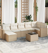 8-tlg. Garten-Sofagarnitur mit Kissen Beige Poly Rattan