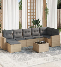 8-tlg. Garten-Sofagarnitur mit Kissen Beige Poly Rattan