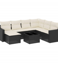 8-tlg. Garten-Sofagarnitur mit Kissen Schwarz Poly Rattan