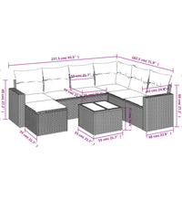 8-tlg. Garten-Sofagarnitur mit Kissen Schwarz Poly Rattan