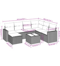 8-tlg. Garten-Sofagarnitur mit Kissen Braun Poly Rattan