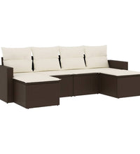 6-tlg. Garten-Sofagarnitur mit Kissen Braun Poly Rattan
