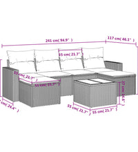 7-tlg. Garten-Sofagarnitur mit Kissen Beige Poly Rattan