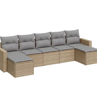 7-tlg. Garten-Sofagarnitur mit Kissen Beige Poly Rattan